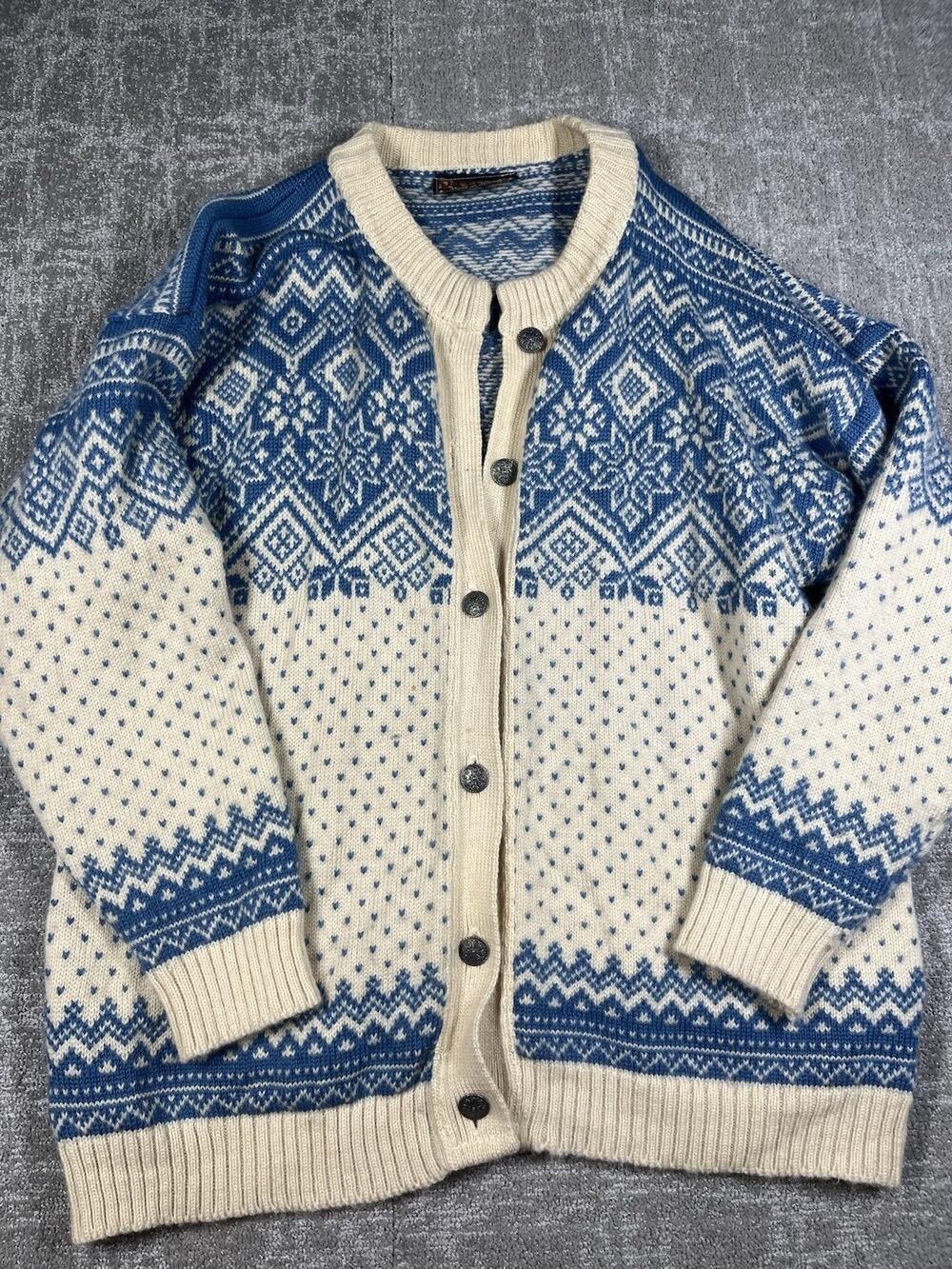Devold Wool Made In Norway Nordic Button Down Cardigan Sweater Size Large